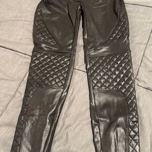 Chic Black Quilted Faux Leather Pants